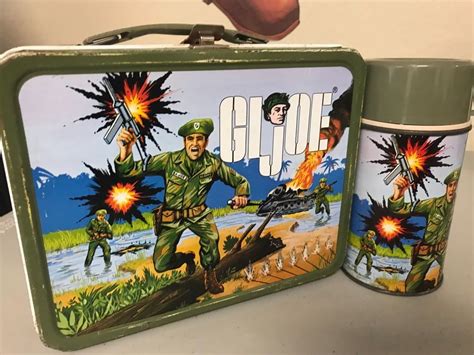 thermos for 1967 g.i joe metal lunch box|1967 G. I. JOE METAL LUNCH BOX, LUNCH PAIL THERMOS..